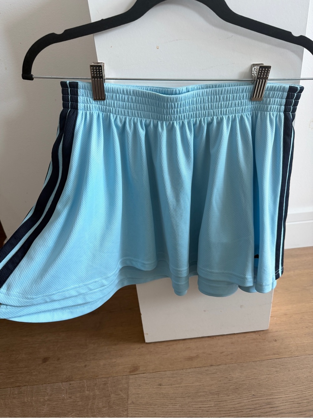 adidas Light Blue Athletic Skirt with Navy Stripes